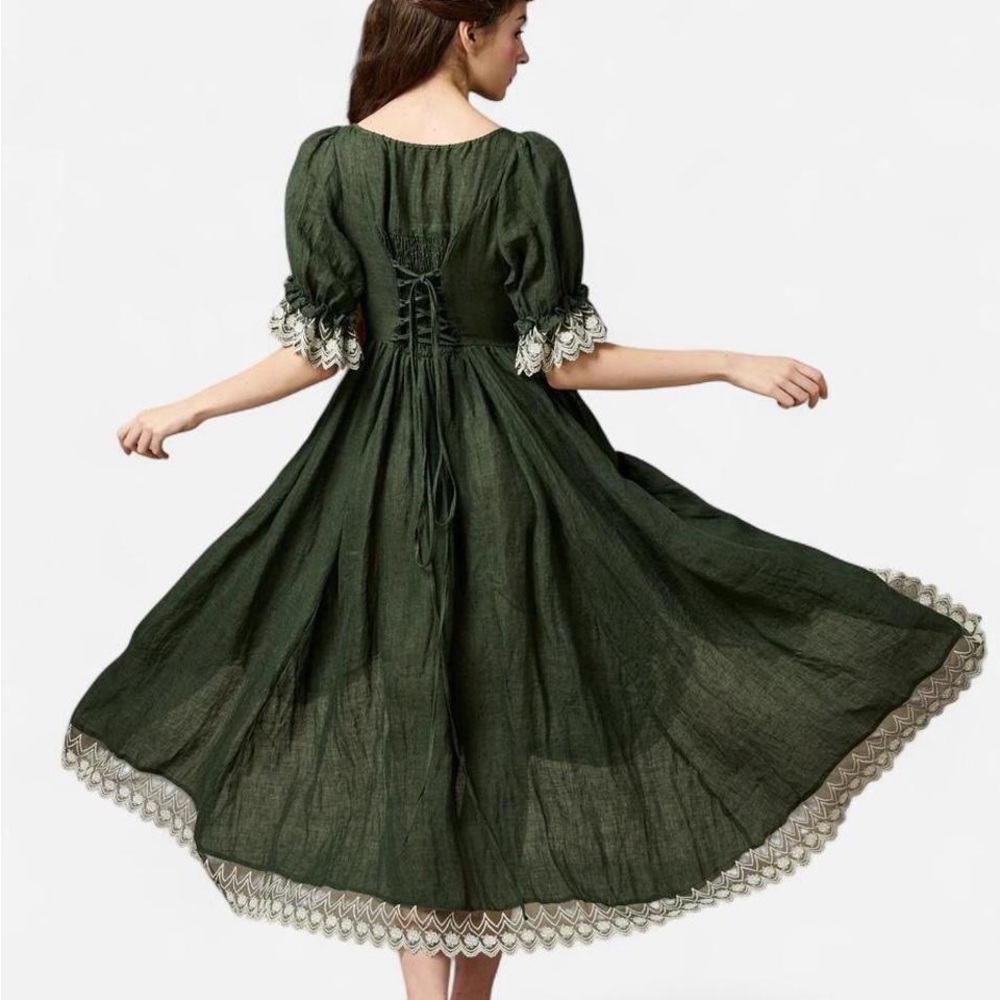 Linennaive ELOWEN 27 Lace Linen Dress Gown - Picture 3 of 8